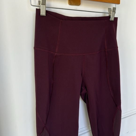 Lululemon Wunder Train Sheer Calf Leggings High Rise Burgundy Maroon Color 6 - Picture 2 of 10